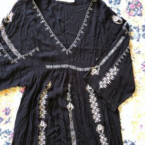 Flowy Boho Dress/ Embroidered gauze dress✨